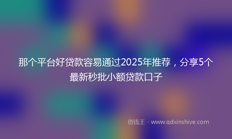 那个平台好贷款容易通过2025年推荐，分享5个最新秒批小额贷款口子