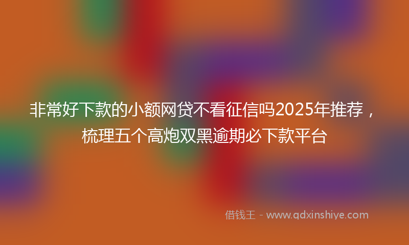 非常好下款的小额网贷不看征信吗2025年推荐，梳理五个高炮双黑逾期必下款平台