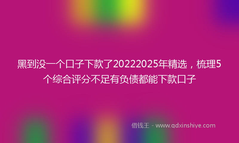 黑到没一个口子下款了20222025年精选，梳理5个综合评分不足有负债都能下款口子