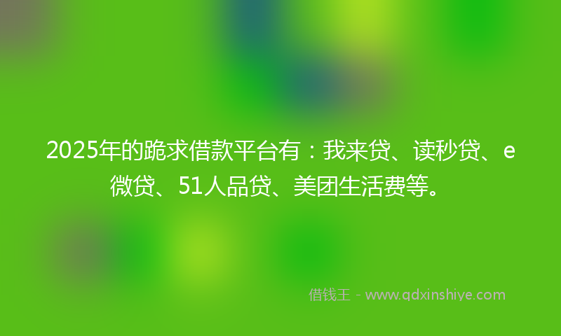 2025年的跪求借款平台有：我来贷、读秒贷、e微贷、51人品贷、美团生活费等。