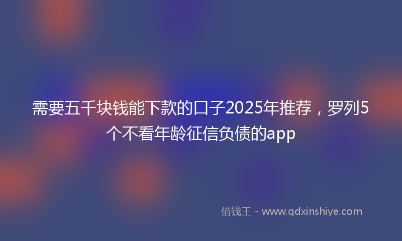 需要五千块钱能下款的口子2025年推荐，罗列5个不看年龄征信负债的app