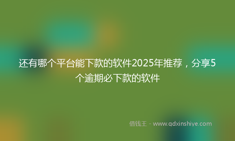 还有哪个平台能下款的软件2025年推荐，分享5个逾期必下款的软件