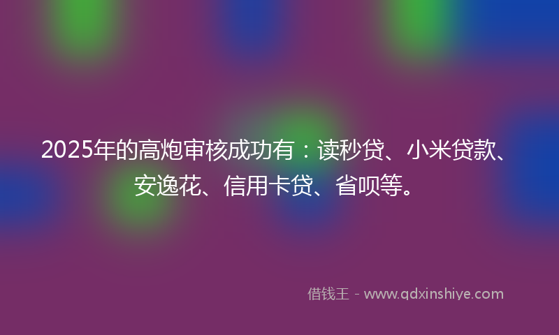2025年的高炮审核成功有：读秒贷、小米贷款、安逸花、信用卡贷、省呗等。