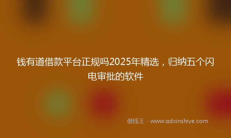 钱有道借款平台正规吗2025年精选，归纳五个闪电审批的软件