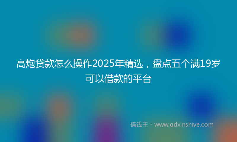 高炮贷款怎么操作2025年精选，盘点五个满19岁可以借款的平台