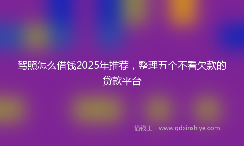 驾照怎么借钱2025年推荐，整理五个不看欠款的贷款平台
