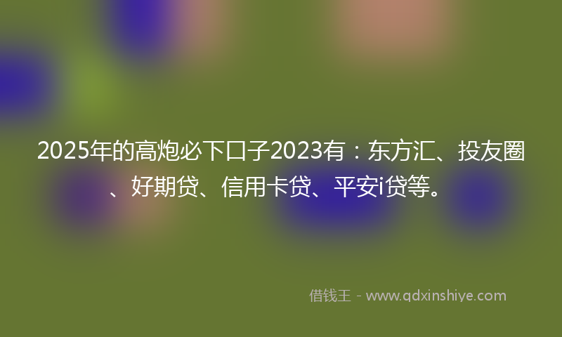 2025年的高炮必下口子2023有：东方汇、投友圈、好期贷、信用卡贷、平安i贷等。