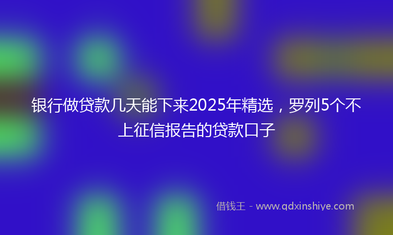 银行做贷款几天能下来2025年精选，罗列5个不上征信报告的贷款口子