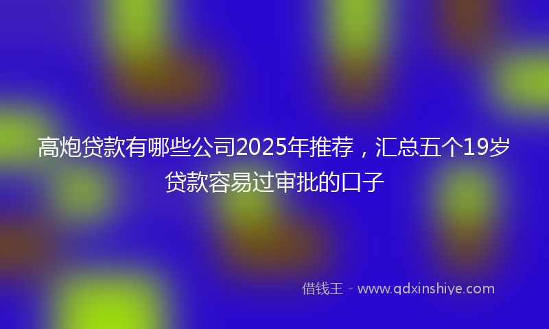 高炮贷款有哪些公司2025年推荐，汇总五个19岁贷款容易过审批的口子