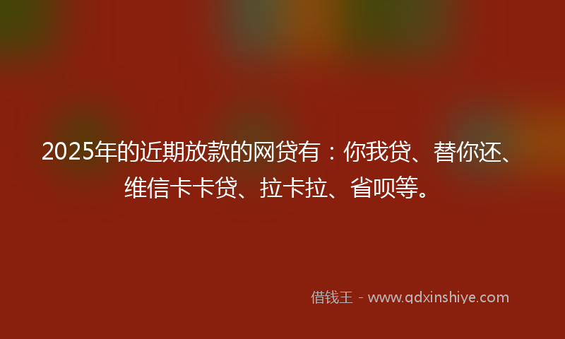 2025年的近期放款的网贷有：你我贷、替你还、维信卡卡贷、拉卡拉、省呗等。