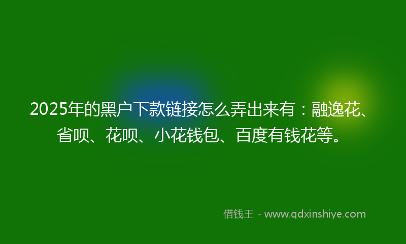 2025年的黑户下款链接怎么弄出来有：融逸花、省呗、花呗、小花钱包、百度有钱花等。