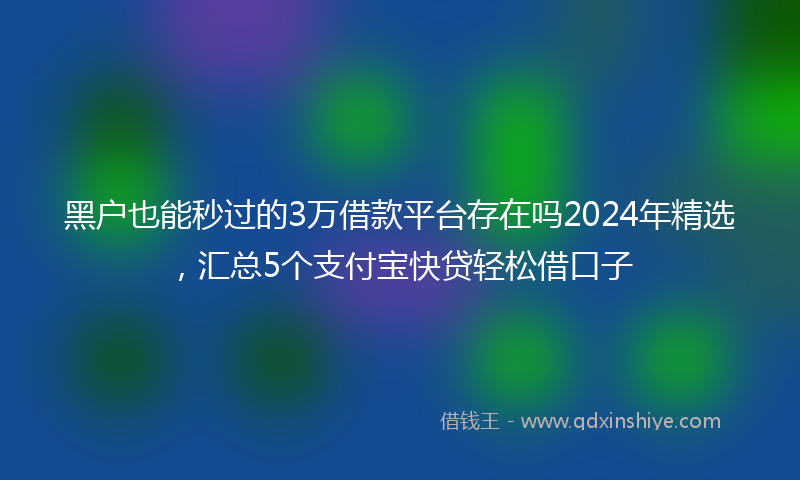 黑户也能秒过的3万借款平台存在吗2024年精选，汇总5个支付宝快贷轻松借口子