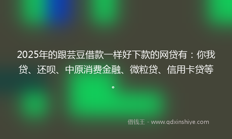 2025年的跟芸豆借款一样好下款的网贷有：你我贷、还呗、中原消费金融、微粒贷、信用卡贷等。