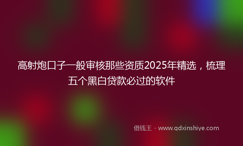 高射炮口子一般审核那些资质2025年精选，梳理五个黑白贷款必过的软件