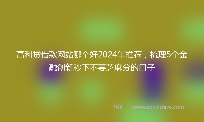高利贷借款网站哪个好2024年推荐，梳理5个金融创新秒下不要芝麻分的口子