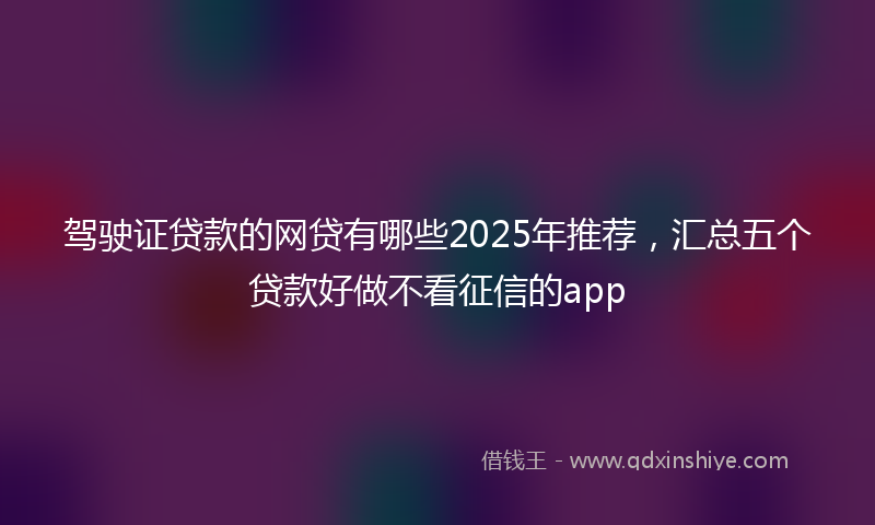 驾驶证贷款的网贷有哪些2025年推荐，汇总五个贷款好做不看征信的app