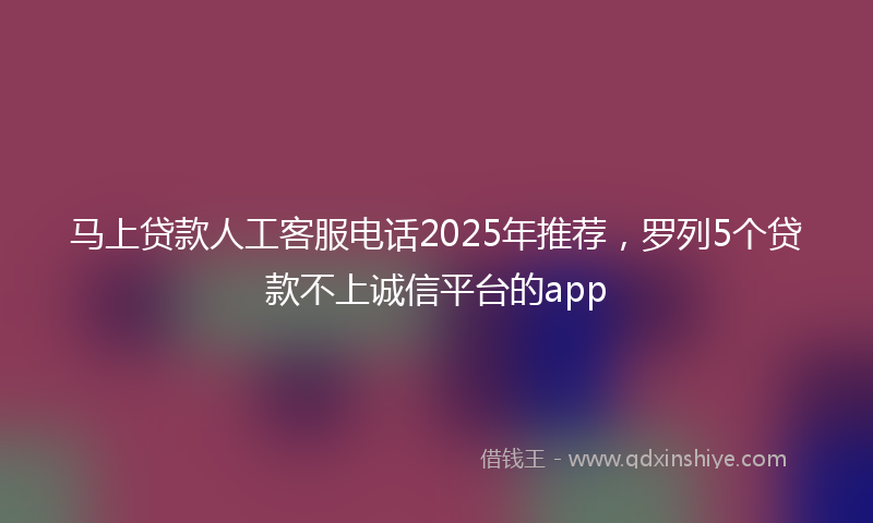 马上贷款人工客服电话2025年推荐，罗列5个贷款不上诚信平台的app