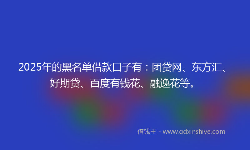 2025年的黑名单借款口子有：团贷网、东方汇、好期贷、百度有钱花、融逸花等。