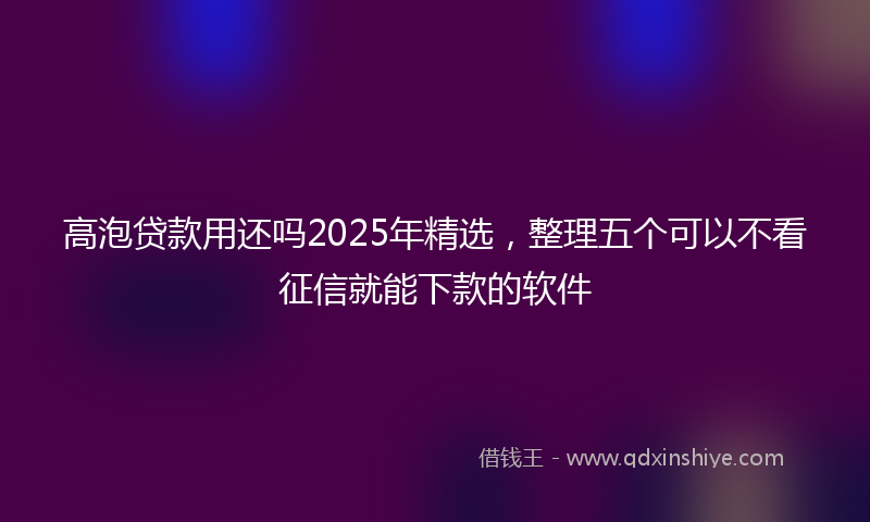高泡贷款用还吗2025年精选，整理五个可以不看征信就能下款的软件