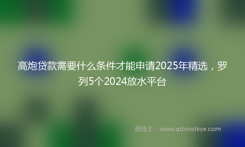 高炮贷款需要什么条件才能申请2025年精选，罗列5个2024放水平台