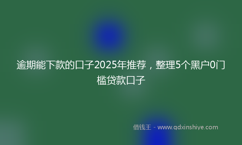 逾期能下款的口子2025年推荐，整理5个黑户0门槛贷款口子
