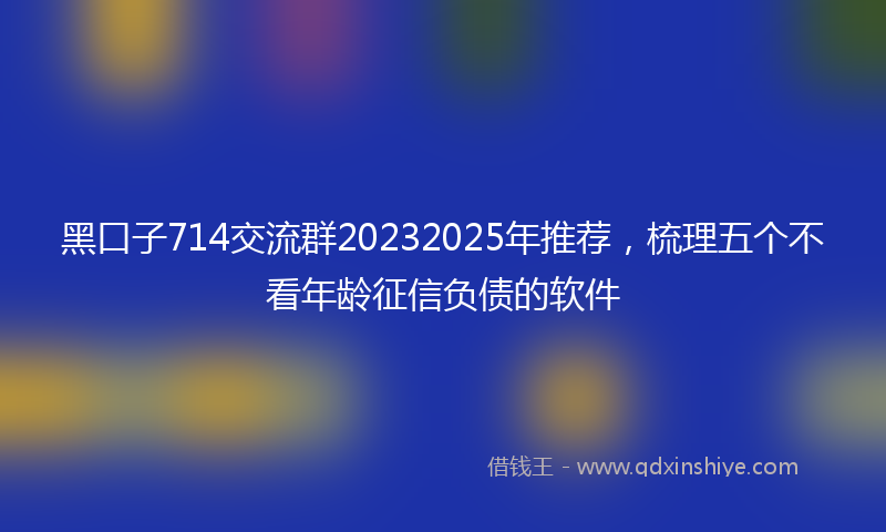 黑口子714交流群20232025年推荐，梳理五个不看年龄征信负债的软件