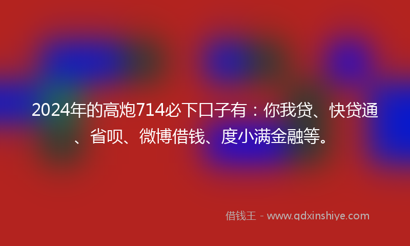 2024年的高炮714必下口子有：你我贷、快贷通、省呗、微博借钱、度小满金融等。