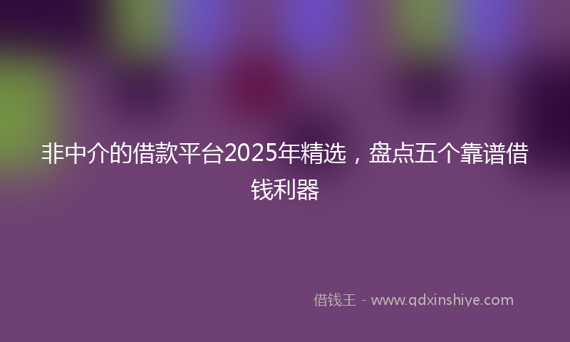 非中介的借款平台2025年精选，盘点五个靠谱借钱利器