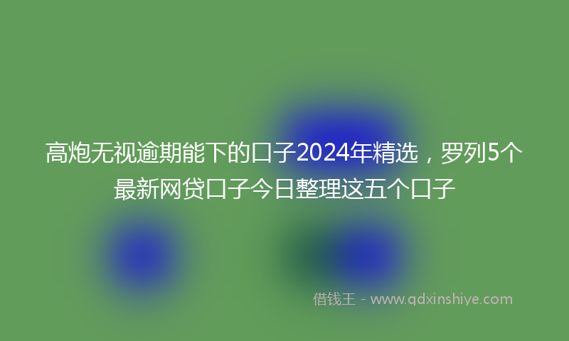 高炮无视逾期能下的口子2024年精选，罗列5个最新网贷口子今日整理这五个口子