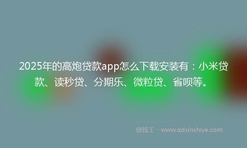 2025年的高炮贷款app怎么下载安装有：小米贷款、读秒贷、分期乐、微粒贷、省呗等。