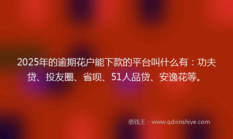 2025年的逾期花户能下款的平台叫什么有：功夫贷、投友圈、省呗、51人品贷、安逸花等。