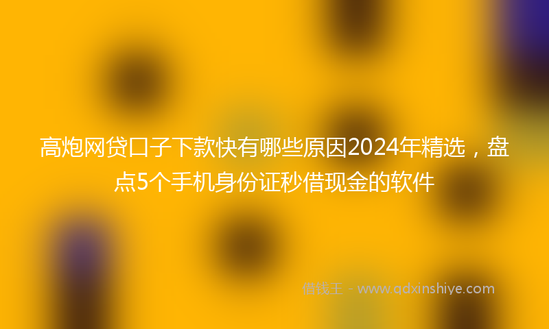 高炮网贷口子下款快有哪些原因2024年精选，盘点5个手机身份证秒借现金的软件