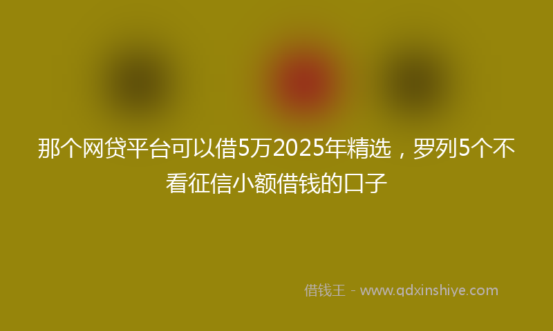 那个网贷平台可以借5万2025年精选，罗列5个不看征信小额借钱的口子
