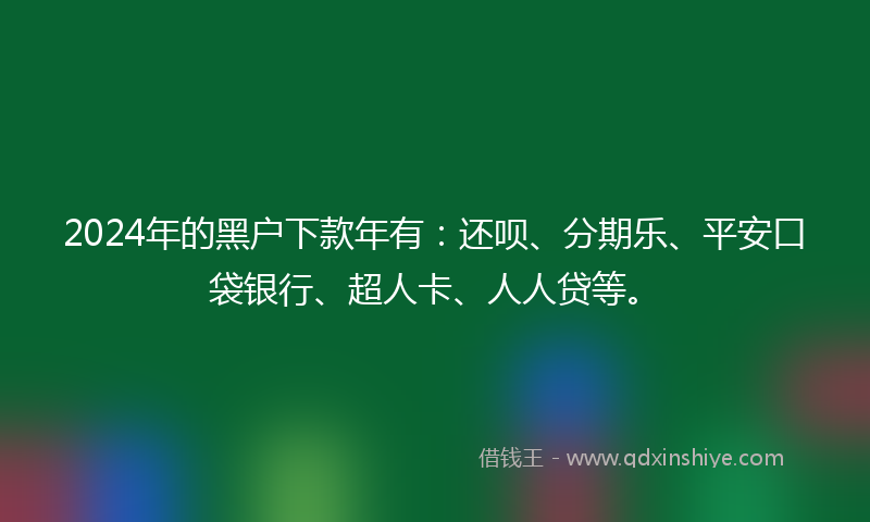 2024年的黑户下款年有：还呗、分期乐、平安口袋银行、超人卡、人人贷等。