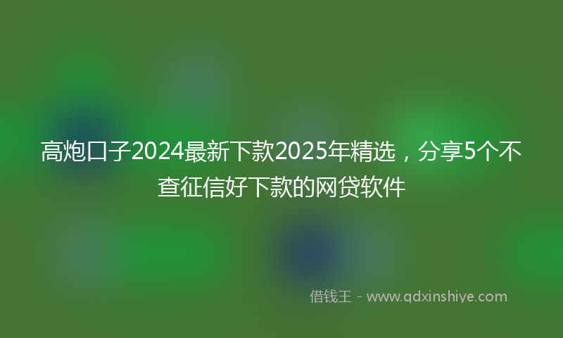 高炮口子2024最新下款2025年精选，分享5个不查征信好下款的网贷软件