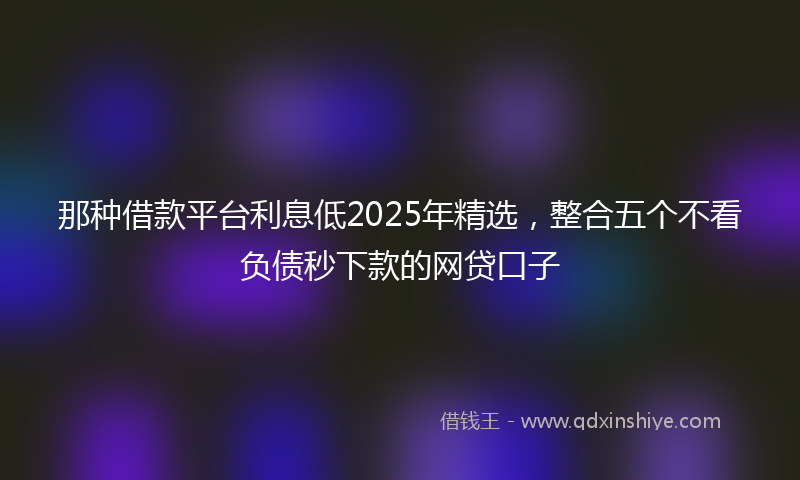 那种借款平台利息低2025年精选，整合五个不看负债秒下款的网贷口子