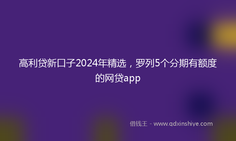高利贷新口子2024年精选，罗列5个分期有额度的网贷app
