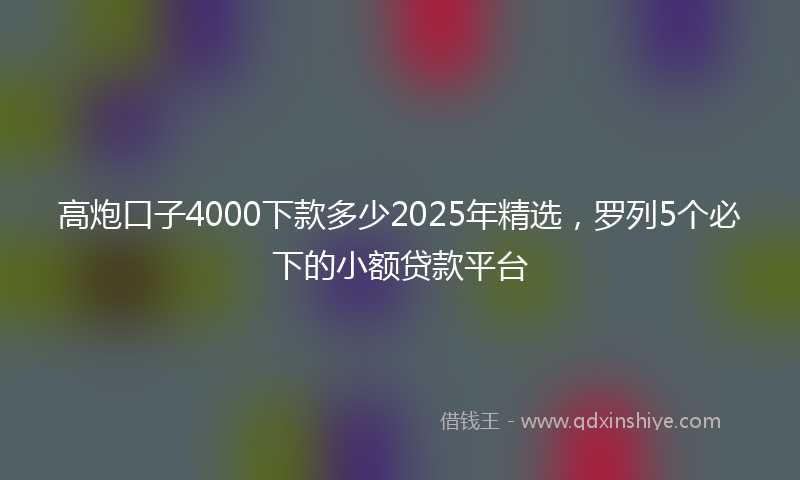 高炮口子4000下款多少2025年精选，罗列5个必下的小额贷款平台