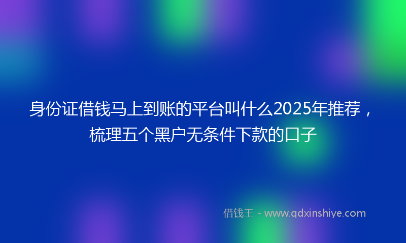 身份证借钱马上到账的平台叫什么2025年推荐，梳理五个黑户无条件下款的口子