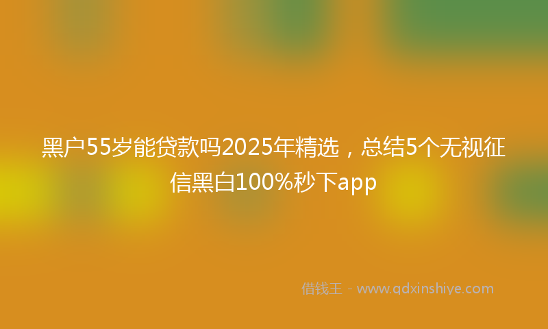 黑户55岁能贷款吗2025年精选，总结5个无视征信黑白100%秒下app