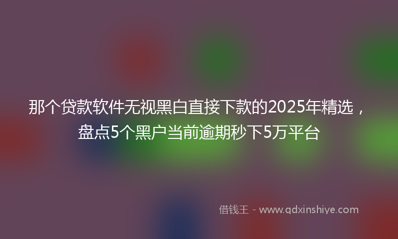 那个贷款软件无视黑白直接下款的2025年精选，盘点5个黑户当前逾期秒下5万平台