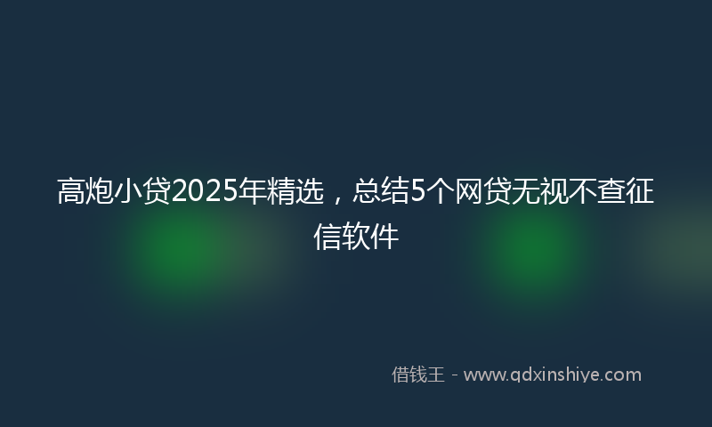 高炮小贷2025年精选，总结5个网贷无视不查征信软件