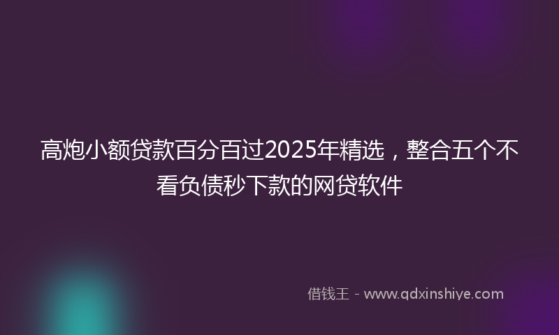 高炮小额贷款百分百过2025年精选，整合五个不看负债秒下款的网贷软件