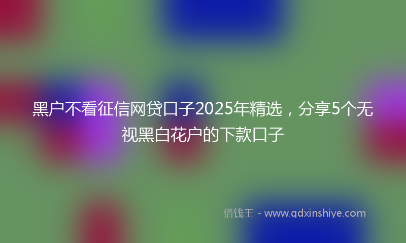 黑户不看征信网贷口子2025年精选，分享5个无视黑白花户的下款口子