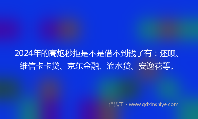 2024年的高炮秒拒是不是借不到钱了有：还呗、维信卡卡贷、京东金融、滴水贷、安逸花等。