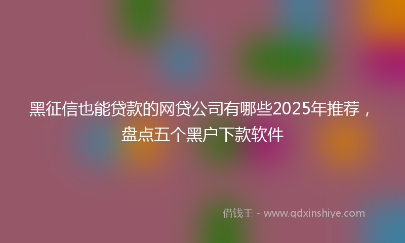 黑征信也能贷款的网贷公司有哪些2025年推荐，盘点五个黑户下款软件