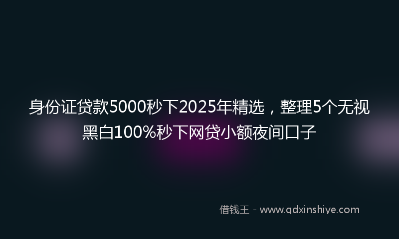 身份证贷款5000秒下2025年精选，整理5个无视黑白100%秒下网贷小额夜间口子