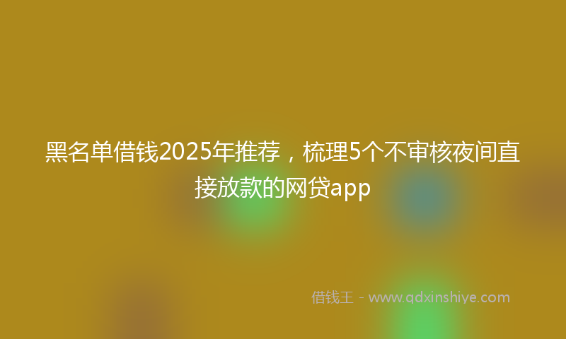 黑名单借钱2025年推荐，梳理5个不审核夜间直接放款的网贷app