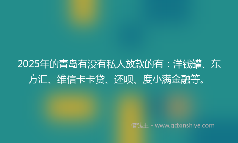 2025年的青岛有没有私人放款的有：洋钱罐、东方汇、维信卡卡贷、还呗、度小满金融等。
