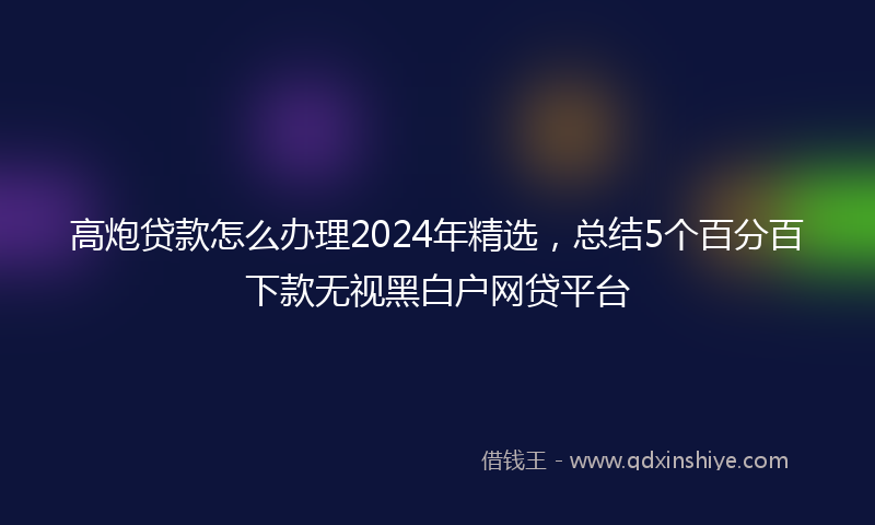 高炮贷款怎么办理2024年精选，总结5个百分百下款无视黑白户网贷平台